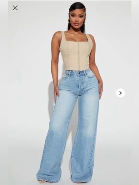 Fashion Nova •Women Meant To Be Non Stretch Wide Leg Jeans Light Blue Wash 7 NEW
